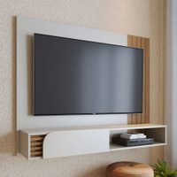 Painel para TV Até 60 Polegadas Boss 1 Porta Ripado Off White Matte/Freijó - Pnr Móveis
