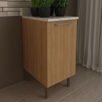 Balcão de Cozinha com Tampo e 1 Porta 40cm Multimóveis CR20458 Freijó/Mármore Branco