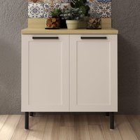 Balcão de Cozinha em MDF com Tampo e 2 Portas 80cm Multimóveis CR20463 Branco/Carvalho Tropical