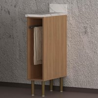 Balcão de Cozinha com Tampo e Porta-Toalhas 20cm Multimóveis CR20459 Freijó/Mármore Branco
