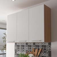 Armário de Cozinha Aéreo com 3 Portas 120cm Multimóveis CR20442 Freijó/Branco