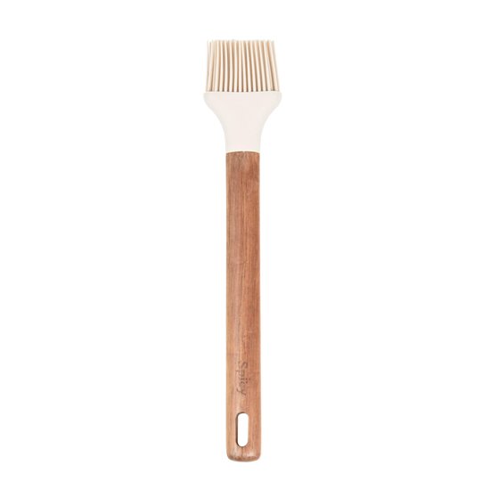 Pincel de Silicone com Cabo em Acácia Spicy Bege