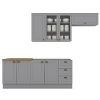 Cozinha Modulada 5 Pecas 280cm CE379 Americana Cinza Nature Henn