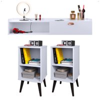 Kit 2 Mesas Cabeceira Charme Mesinha Nicho Retrô Penteadeira Suspensa Classic Bancada Organizadora Branco - Lojas RPM