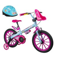 Bicicletinha Infantil Menina Unicórnio Aro 16 com Capacete