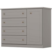 Comoda 1 Porta 4 Gavetas 126 cm Americana Cinza Henn