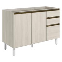 Balcao Para Pia 2P 3G 120cm MDF Kali 16417 Bianco Toq Bianco Toq Nicioli