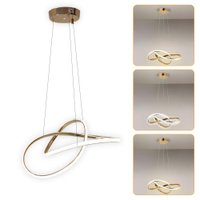 Lustre Pendente LED 40W Moderno Dourado com Iluminação 3 em 1 para Sala e Escritório