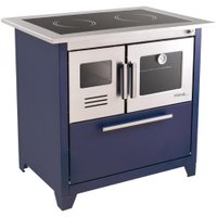 Fogão a Lenha Hidro Prime Glass N2 Esquerdo Azul com Forno