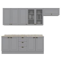 Cozinha Modulada 7 Pecas 280 cm CE791 Americana Cinza Calcare Henn
