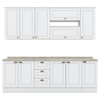 Cozinha Modulada 10 Pecas 240 cm CE792 Americana Branco Calcare Henn