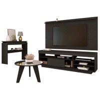 Rack Com Painel TV 75 POL Aparador E Mesa De Centro Preto ARLY
