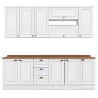 Cozinha Modulada 10 Pecas 240cm CE792 Americana Branco Nature Henn