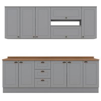 Cozinha Modulada 10 Pecas 240cm CE792 Americana Cinza Nature Henn