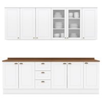 Cozinha Modulada 9 Pecas 240cm CE856 Americana Branco Nature Henn
