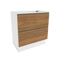 Balcão 2 Gavetas Kappesberg Celeste 100% MDF Branco/Nogueira 80cm