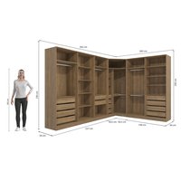 Quarto Modulado Kappesberg Adapt Nogueira/Azul Profundo 12 Portas 342cm x 263cm