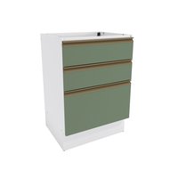 Balcão 3 Gavetas Kappesberg Celeste 100% MDF Branco/Verde Oliva 60cm