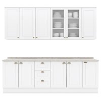 Cozinha Modulada 9 Pecas 240 cm CE856 Americana Branco Calcare Henn