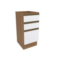 Balcão 3 Gavetas Kappesberg Celeste 100% MDF Nogueira/Branco 40cm