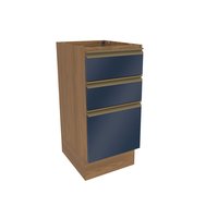 Balcão 3 Gavetas Kappesberg Celeste 100% MDF Nogueira/Azul Profundo 40cm