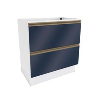 Balcão 2 Gavetas Kappesberg Celeste 100% MDF Branco/Azul Profundo 80cm