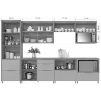 Kit de Cozinha Completa 7 Peças Marquesa (3Aéreos+3Balcões+1Paneleiro) C6P41 Verde/Nature - Nesher