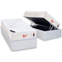 Cama Box Baú Solteiro: Colchão Molas Ensacadas Castor Gold Star Vitagel + Base CRC Courano White(88x188)