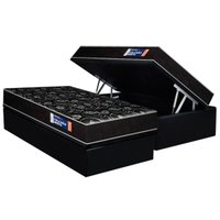 Conjunto Box Baú Solteiro: Colchão Espuma Plumatex D28 IsoPluma + Base CRC Suede Black (88x188)