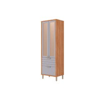 Cristaleira de Cozinha Eloise c/ 3 Portas (2 c/ Vidro Reflecta e 1 Basculante) e 1 Gaveta 70cm Cinamomo/Platina - MGM