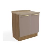 Balcão Cozinha p/ Cooktop c/ Tampo Botanic M623 c/ 2 Portas 80cm Nogueira/Fendi/Nogueira - Kappesberg