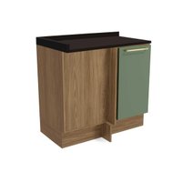 Balcão de Cozinha Modulado Botanic M625 Canto Reto 1 Porta c/Tampo 98cm Nogueira/Oliva/Preto - Kappesberg