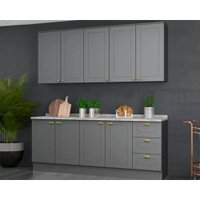 Kit Cozinha Modulada 6 Peças Americana (2Aéreos+2Balcões+2Complementos) CZ152 Cinza - Henn