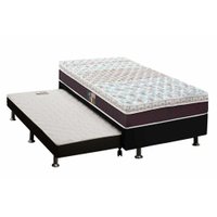 Cama Box c/ Auxiliar Solteiro: Colchão Castor Ensacadas Class Híbrido + Base CRC Courano Black (88x188)