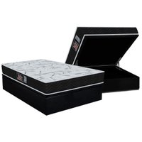 Cama Box Baú Casal: Colchão Molas Ensacadas Orthoflex Starflex + Base CRC Suede Black (138x188)