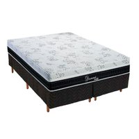 Cama Box Queen: Colchão Molas MasterPocket Ensacadas Polar Diamond + Base CRC Rústico Black (158x198)