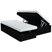 Cama Box Baú Solteiro: Colchão Molas Ensacadas Luckspuma Gold Line Elastic Zipper + Base CRC Suede Black (88x188)
