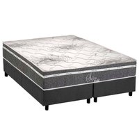 Cama Box Queen: Colchão Molas MasterPocket Ensacadas Polar Safira + Base CRC Suede Gray (158x198)