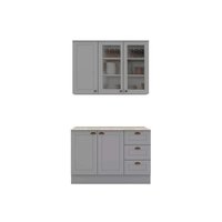 Kit de Cozinha Completa 3 Peças Americana (1Aéreo+1Balcão+1Complemento) CZ125 Cinza - Henn