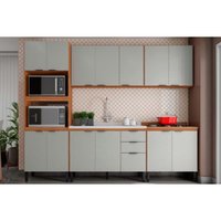 Kit de Cozinha Completa 5 Peças Firenze (2Aéreos+2Balcões+1Paneleiro) s/Pia FMT009 Amendola/Nude Prime TX - Demóbile