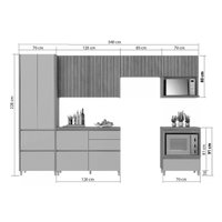 Cozinha Modulada Nesher Rainha Gourmet 6 Peças (3Aéreos+1Paneleiro+2Balcões) C6P39 Nature/Verde-Nesher