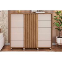 Cômoda Solteiro Pegasus c/ 2 Portas e 5 Gavetas Buriti/Off White - Caemmun