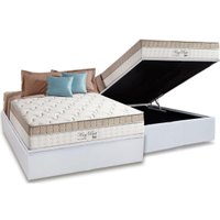 Cama Box Baú Casal: Colchão Molas Ensacadas D Angelis Anjos Superlastic King Best + Base CRC Courano White (138x188)