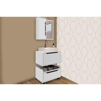 Armário c/ Balcão Banheiro Suspenso BN3646 e c/ Rodízios BN3647 60cm e Espelho BN3648 60cm Branco - Tecno Mobili