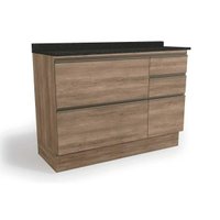 Gabinete p/ Pia Cozinha Balcão c/ Tampo Maxxi G746 c/ 1 Porta e 4 Gavetas 120cm Nogal/Preto Brilho - Kappesberg