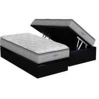 Cama Box Baú Solteiro: Colchão Espuma D45 Probel Guarda Costas PróExtreme Plus + Base CRC Suede Black (88x188)