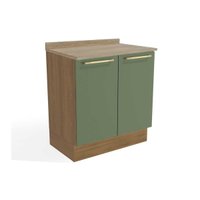 Balcão Cozinha p/ Cooktop c/ Tampo Botanic M623 c/ 2 Portas 80cm Nogueira/Oliva/Nogueira - Kappesberg
