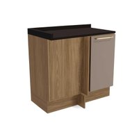 Módulo Cozinha Kappesberg Botanic Balcão Botanic M625 Canto Reto 1 Porta c/Tampo 98cm Nogueira/Fendi/Preto - Kappesberg