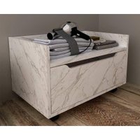 Bancada de Banheiro Suspenso c/ Rodizio BN3647 s/ Cuba c/ 1 Gaveta 60cm Mármore Branco - Tecno Mobili