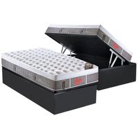 Cama Box Baú Solteiro: Colchão Molas Ensacadas Castor Light Stress Oxygen New Plush Visco + Base CRC Suede Gray(88x188)